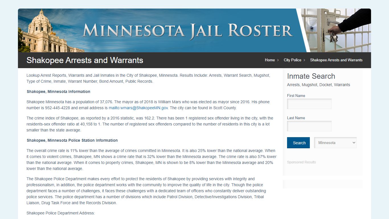Shakopee Arrests and Warrants | Jail Roster Search